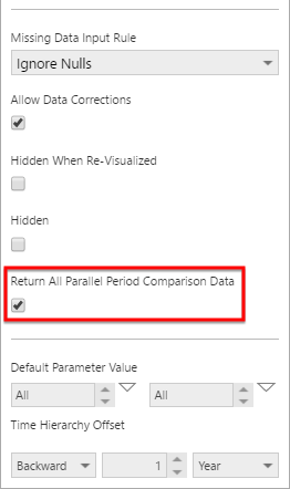 Select the option to return all comparison data