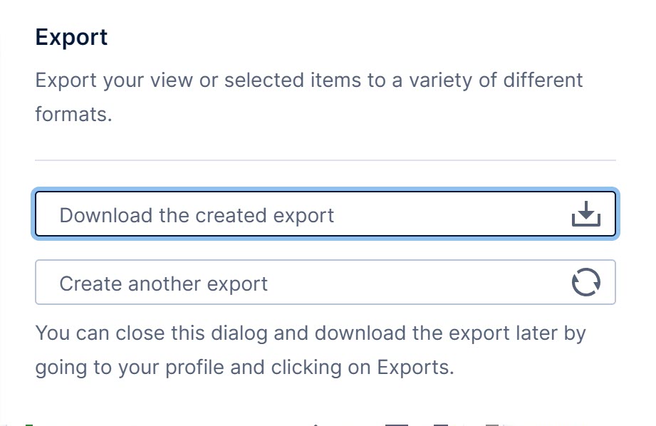 select export formats