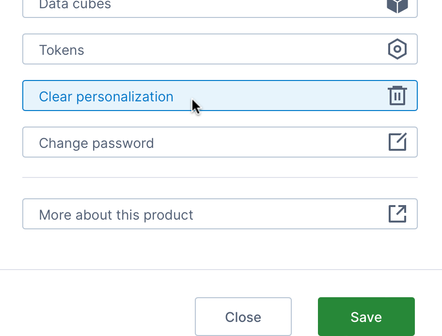 Clearing your personalization settings