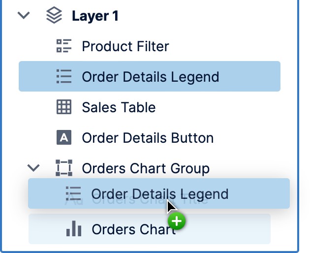 Drag and drop items in or out of groups 
