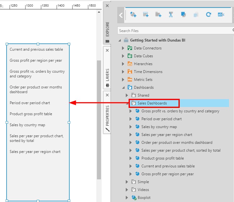 Views are listed in the menu component