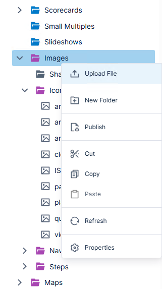 Images folder context menu 