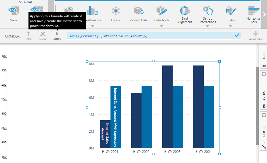 Bar chart with formula applied