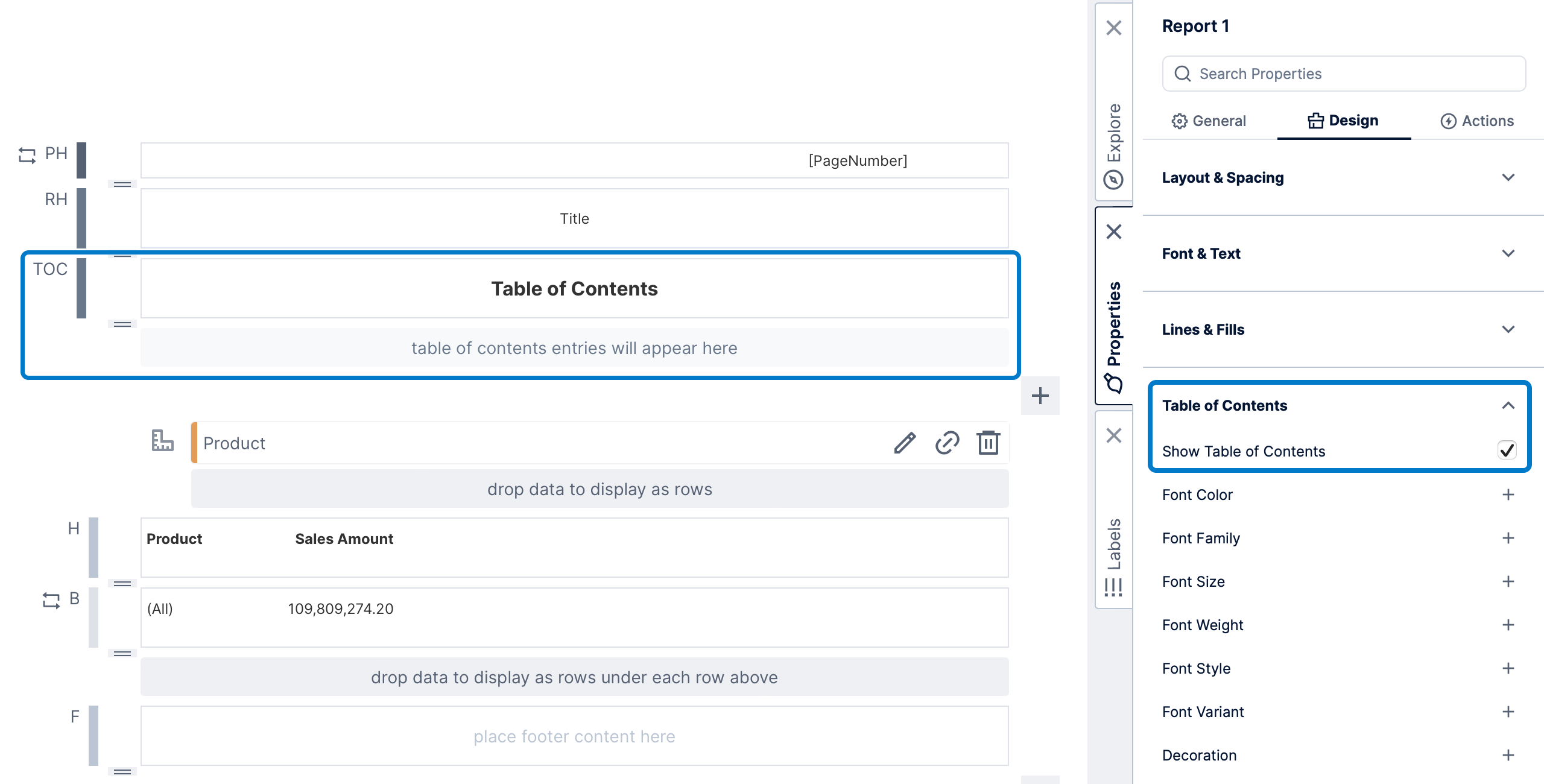 Enable a table of contents