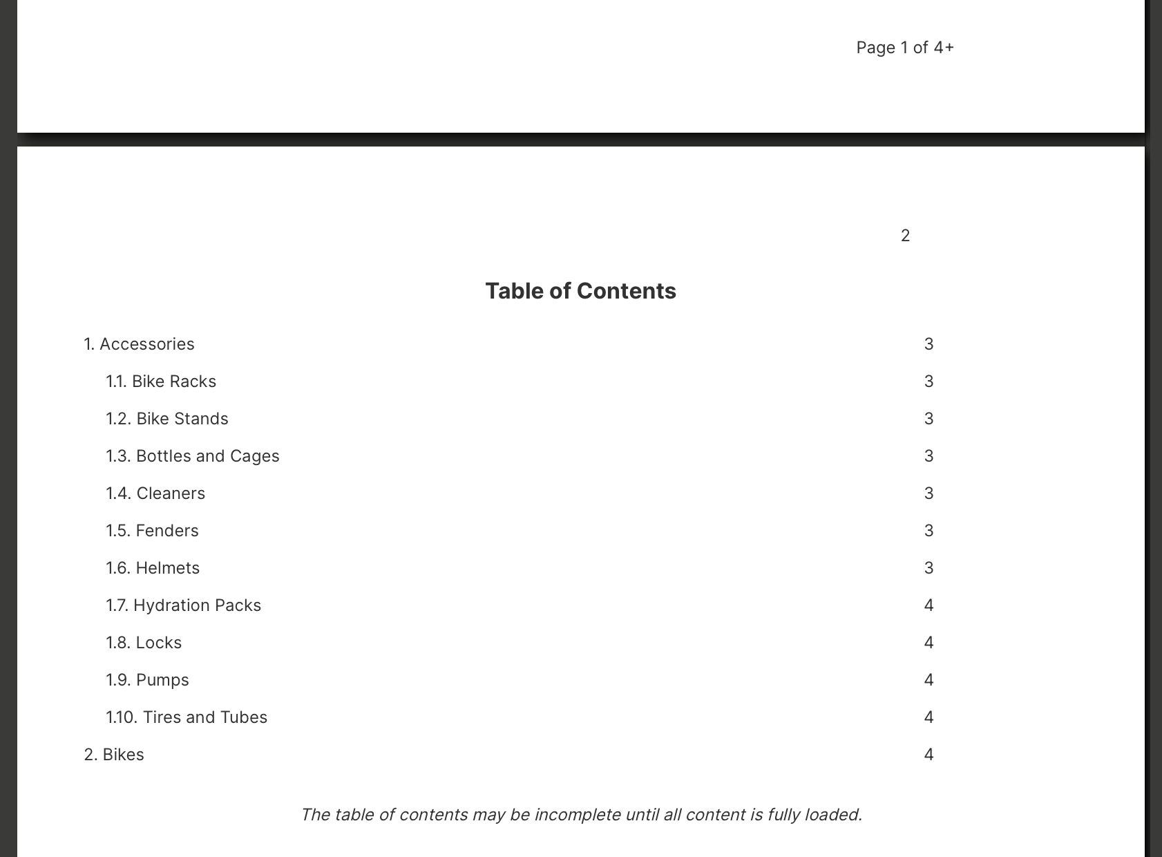 View the table of contents in the browser (shown on page 2 of the report)