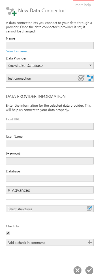 Create a new data connector for Snowflake