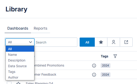 Use a search field to search by an available column
