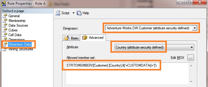 Set up a role in SSAS