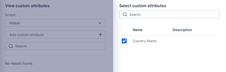 Select a custom attribute using this work area