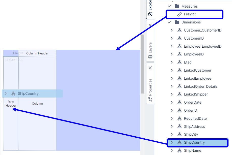 Use this work area to build a table visualization on your dashboard from your data cube