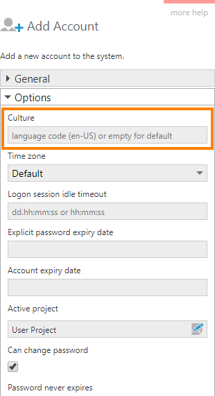 Set the culture for a new user account