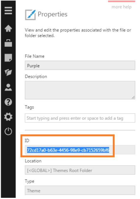 Record the ID of the Purple theme