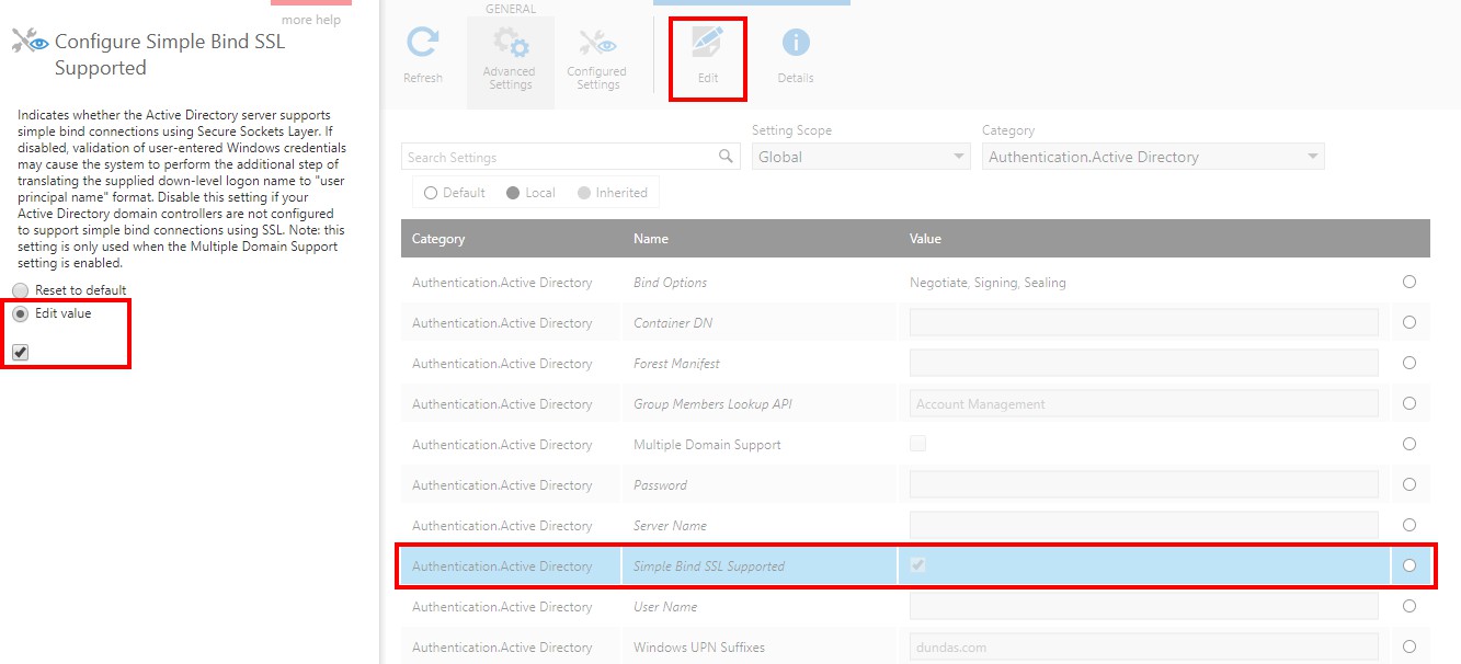 Simple Bind SSL Supported setting