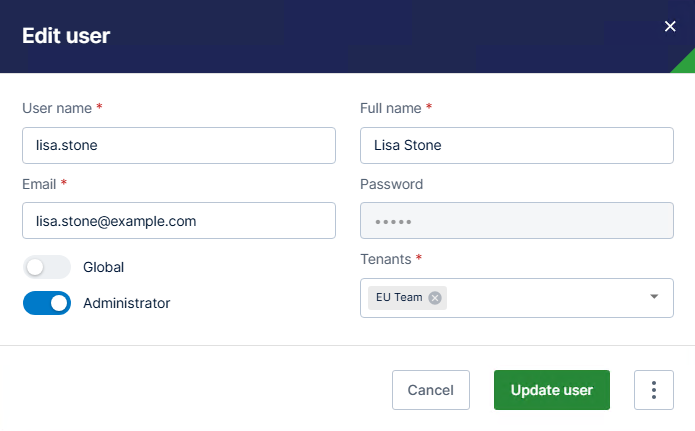 make changes to this user here. or select the more menu to make advanced changes
