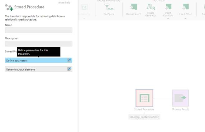  Configure the stored procedure transform