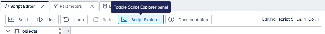 Script Editor toolbar
