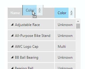 Reorder table columns by dragging column header 