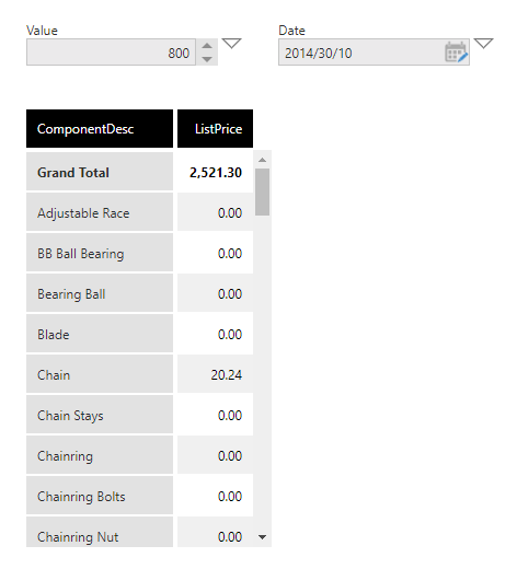 Set the parameters using filters